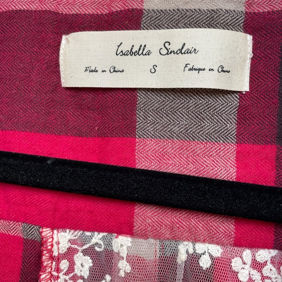 Red plaid shirt with lace back from Anthropologie - Picture 2 of 3